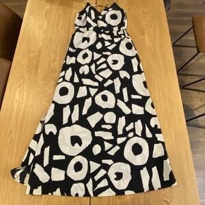 Loft Navy/White Print V Neck Sleeveless Maxi Dress Geometric size 00P